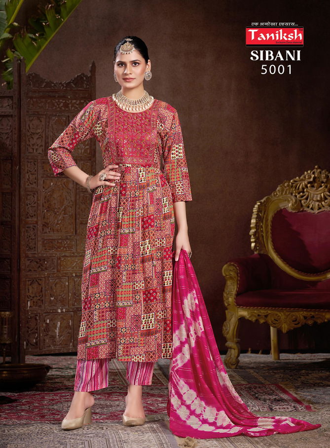 Sibani Vol 5 By Taniksh Rayon Printed Anarkali Kurti Bottom With Dupatta Wholesalers In Delhi
